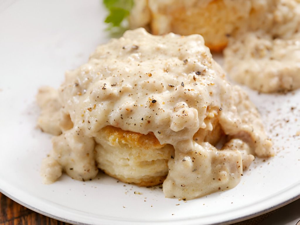 Biscuits with  Chicken Sausage Gravy Recipe