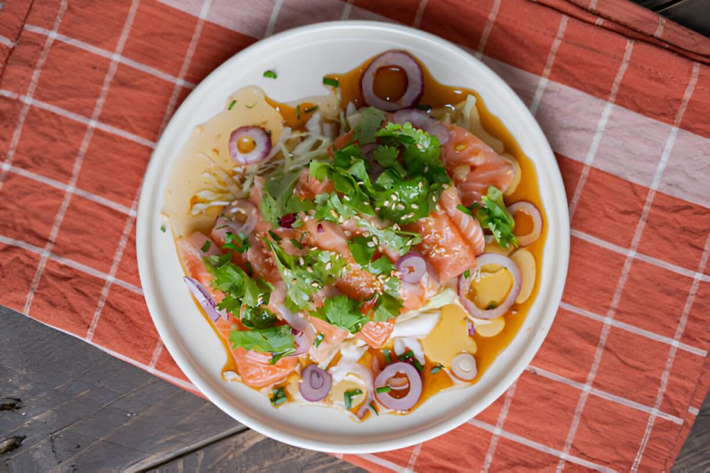 Fresh Salmon Sashimi Salad with Soy-Sesame Dressing Recipe