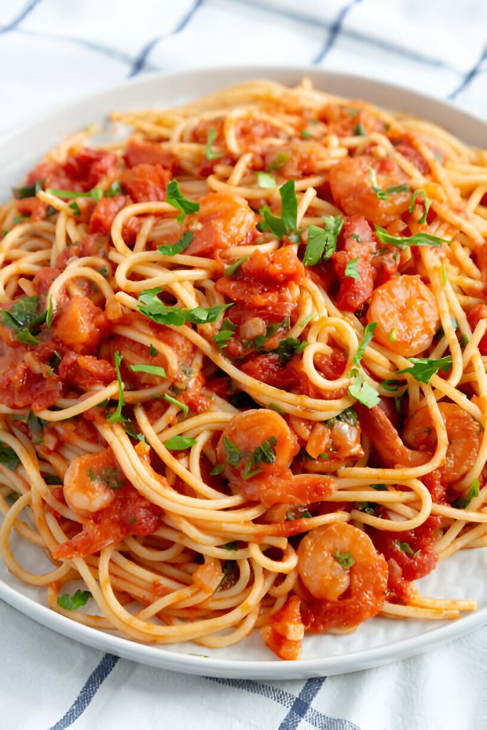 One-Pot Garlic Tomato Shrimp Pasta Recipe