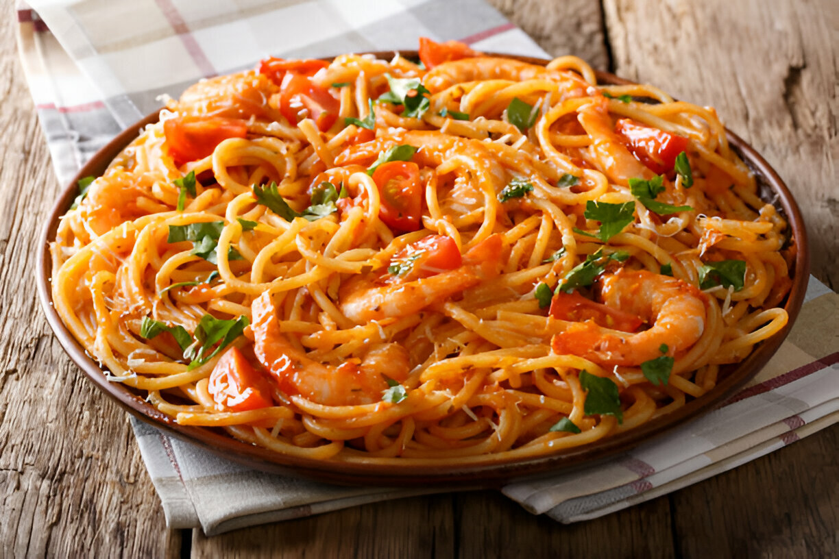 One-Pot Garlic Tomato Shrimp Pasta Recipe